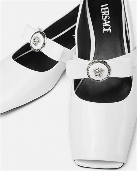 Gianni Ribbon Open Patent Ballerinas .